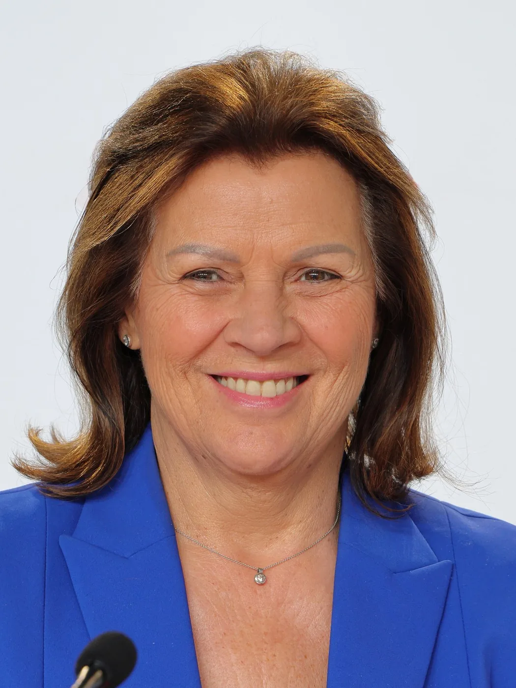 Renate Anderl at a press conference, head and shoulders